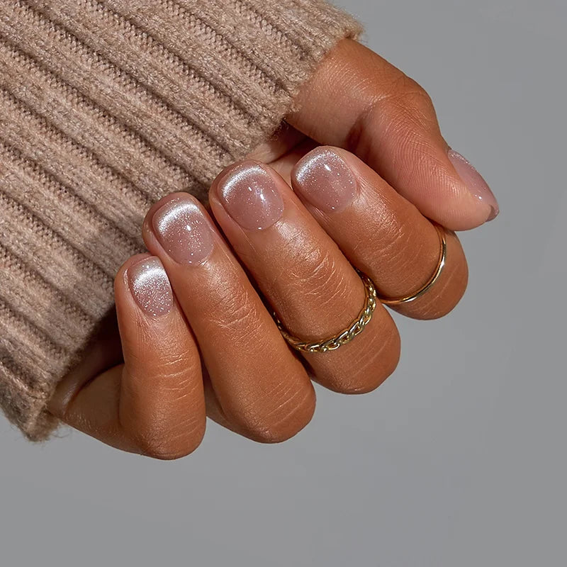 Shimmer Veil XXS Squoval Nails