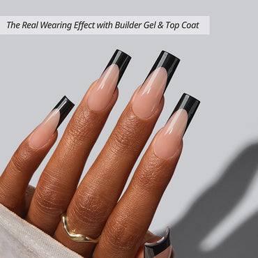 XCOATTIPS® French - Extra Long Square Black Tips