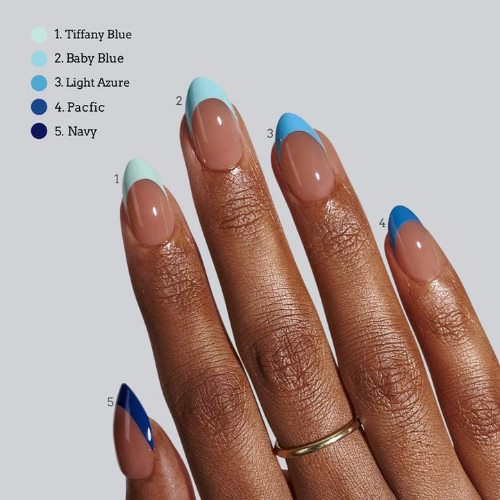 XCOATTIPS® French - Short Almond Blue Pastel Tips