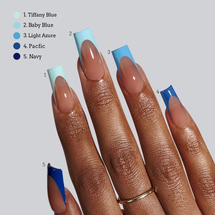 XCOATTIPS® French - Long Square Blue Pastel Tips