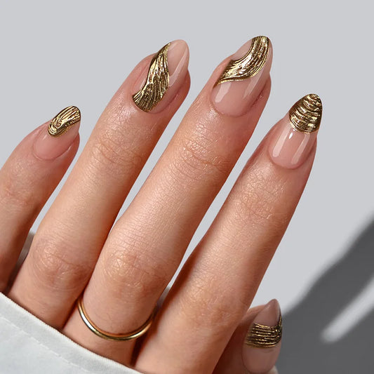 Gold Rush Almond Nails - Soft Gel Press On
