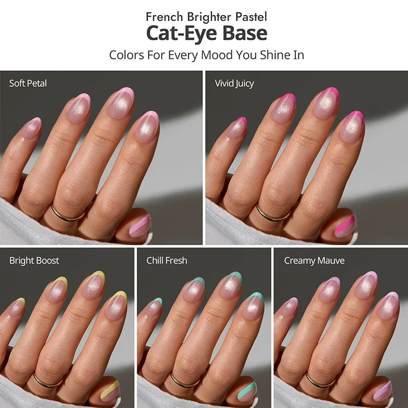 XCOATTIPS® French Brighter Pastel - Cat-Eye Base Extra Short Almond
