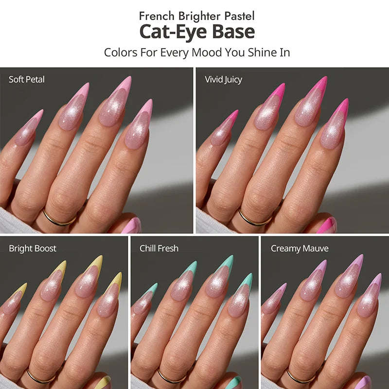 XCOATTIPS® French Brighter Pastel - Cat-Eye Base Long Stiletto