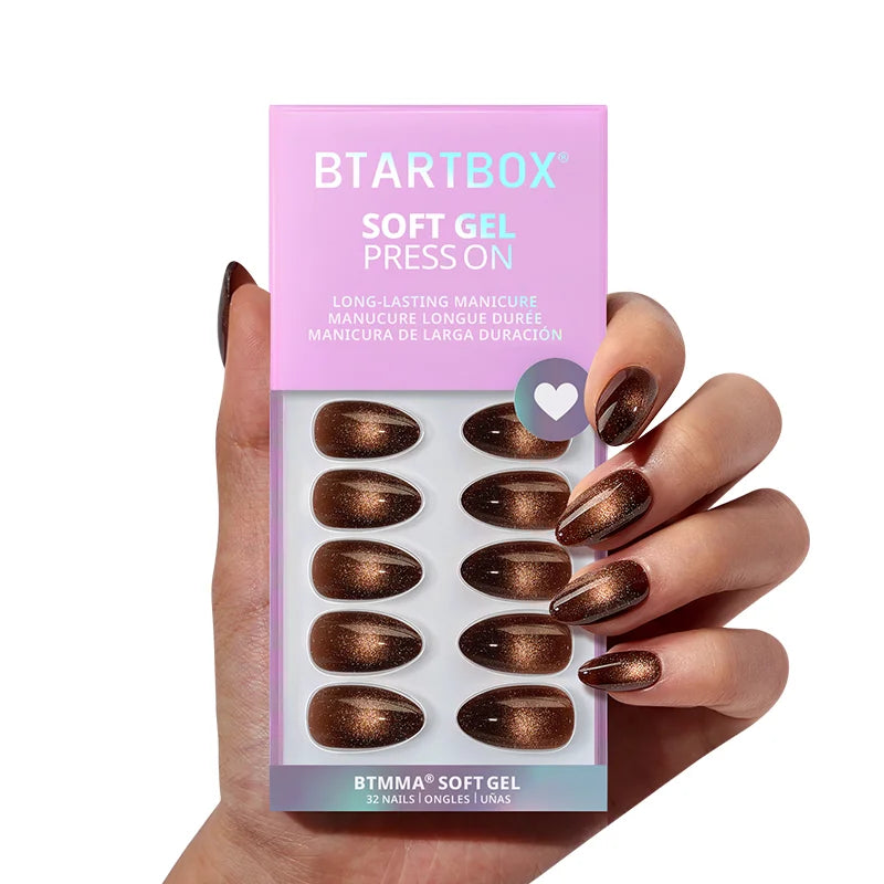 Mocha Hypnotic Almond Nails - Soft Gel Press On