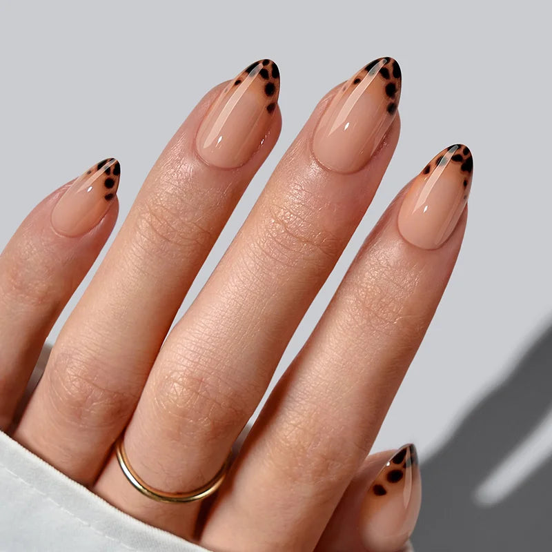 Espresso Leopard Almond Nails - XCOATPRESS