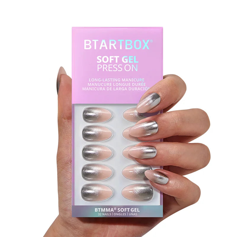 Silver Fizz Almond Nails