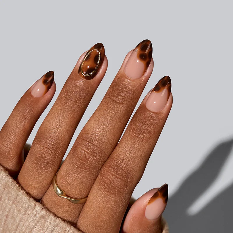 Amber Hoops Almond Nails - Soft Gel Press On