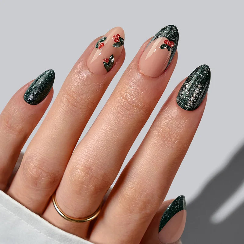 Uñas Almendra Acebo Hipnótico - Gel Suave Presionado