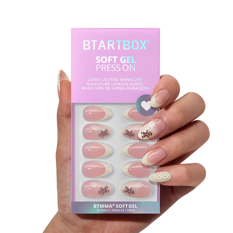 Gingerbread Joy Almond Nails - Soft Gel Press On