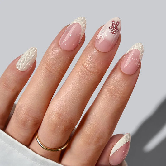 Gingerbread Joy Almond Nails - Soft Gel Press On