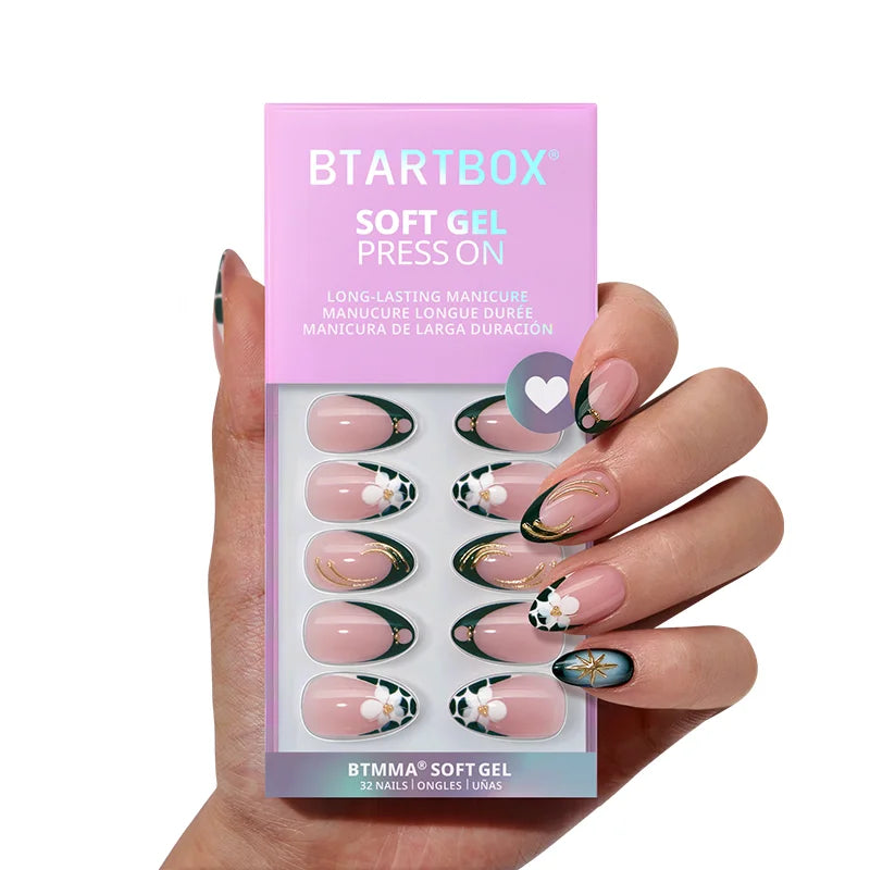 Emerald green glitter nail designs