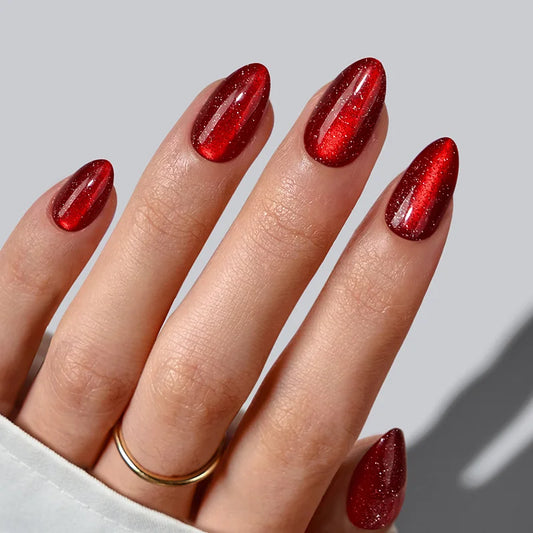 New Red Almond Nails - Soft Gel Press On