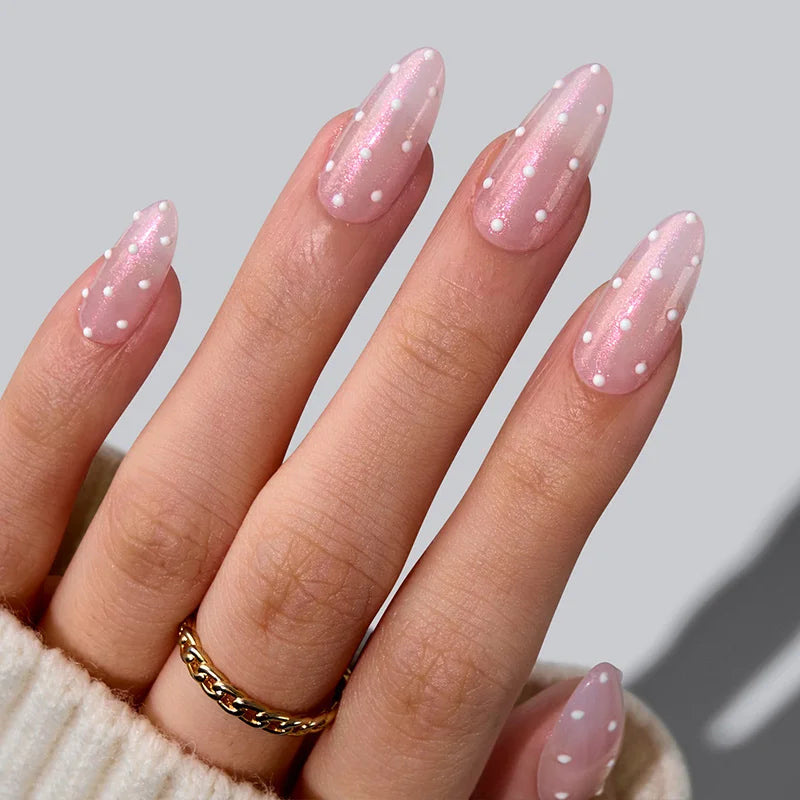 Polka-Dot Dress Almond Nails