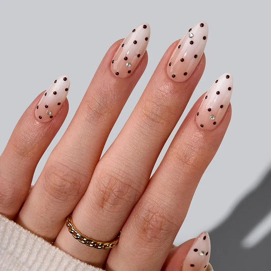 Uñas Almendra Gala de Lunares - Gel Suave Presionado