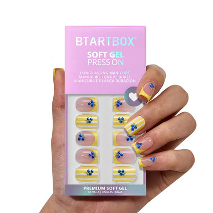 Blueberry Rain Square Nails - Soft Gel Press On