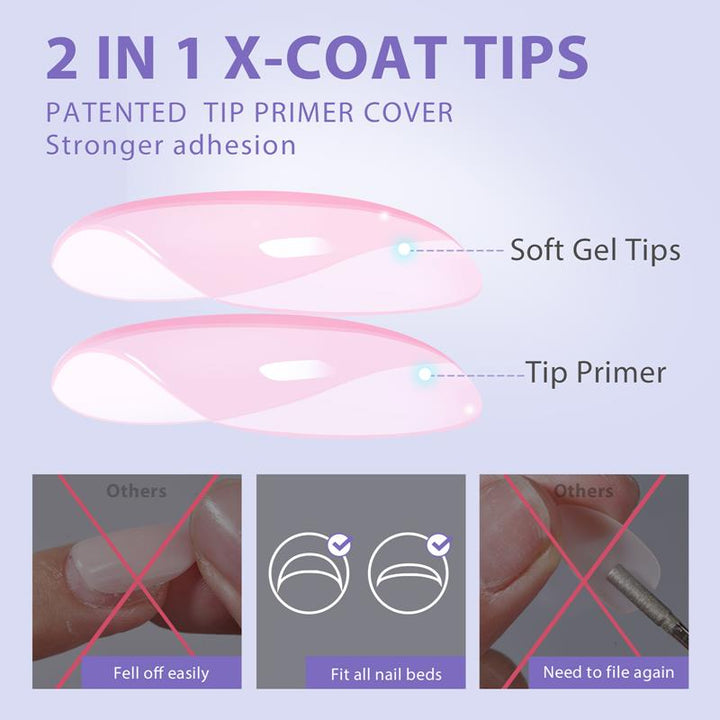 X-Coat Tips®Natural Kit - Long Square