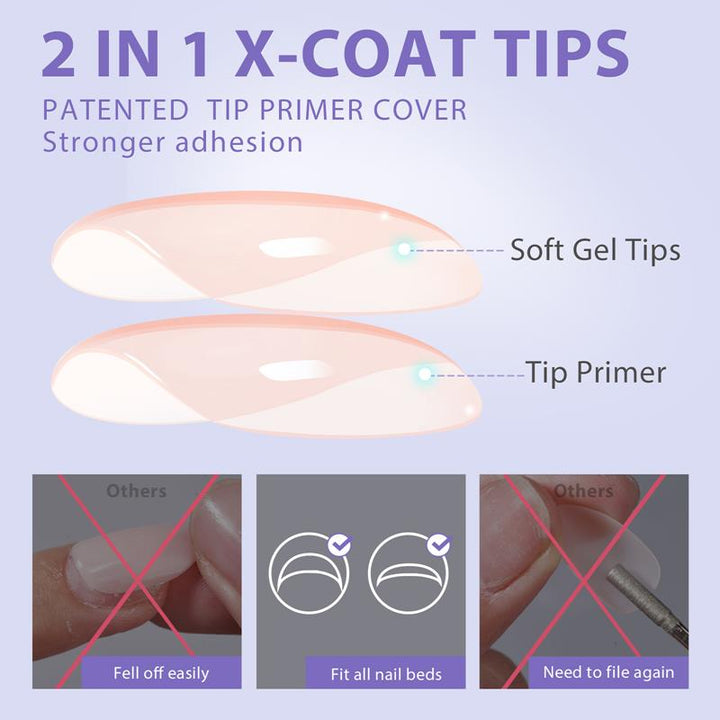 X-Coat Tips®Natural - Extra Short Square