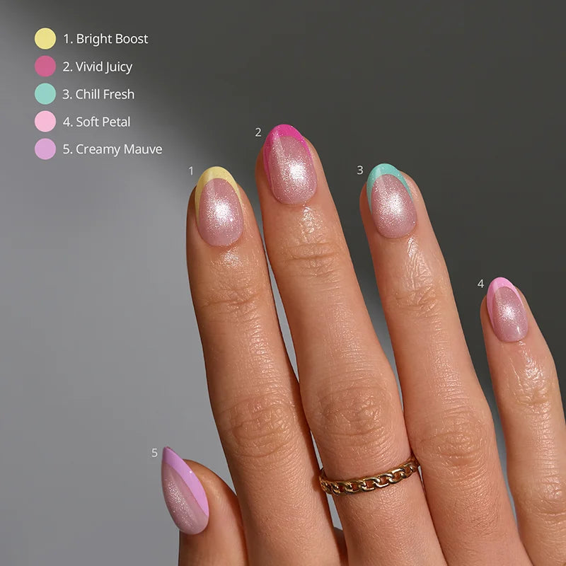 XCOATTIPS® French Brighter Pastel - Cat-Eye Base Extra Short Almond