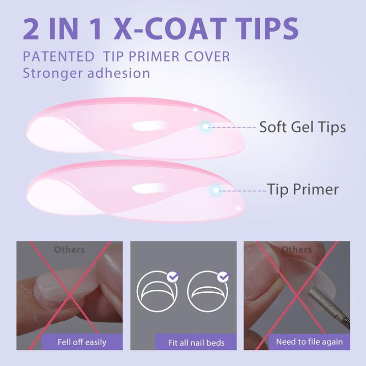 X-Coat Tips®Natural Kit - Extra Short Square