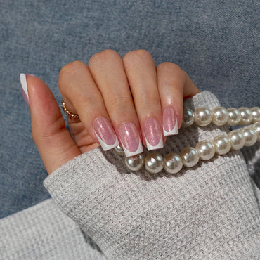 XCOATTIPS® French - Glitter Base Short Square 96 Pcs