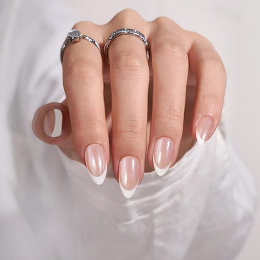 Classic Pearlescent Almond Nails