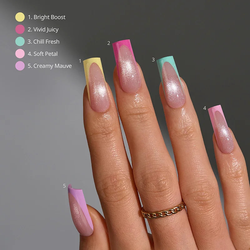 XCOATTIPS® French Brighter Pastel - Cat-Eye Base Long Square