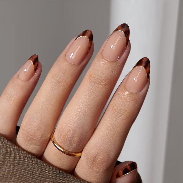 Tortoise Shell Almond Nails - Press On Nails