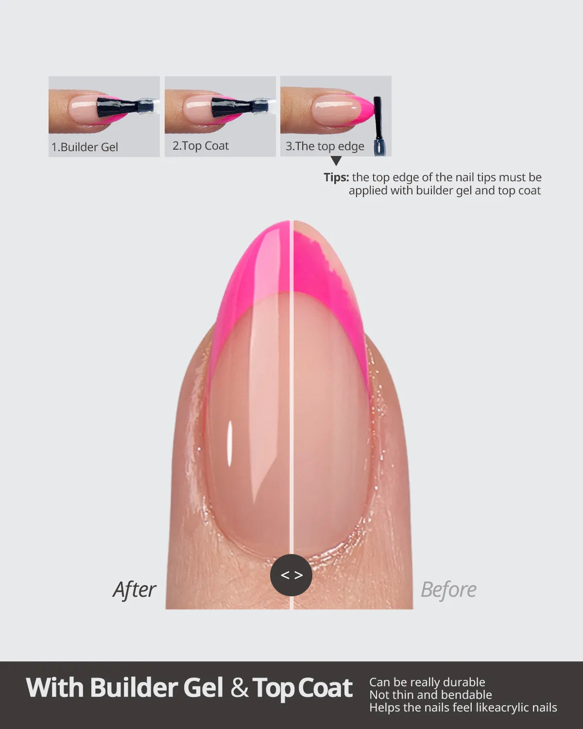 XCOATTIPS® French - Extra Short Almond Brighter Pastel Tips