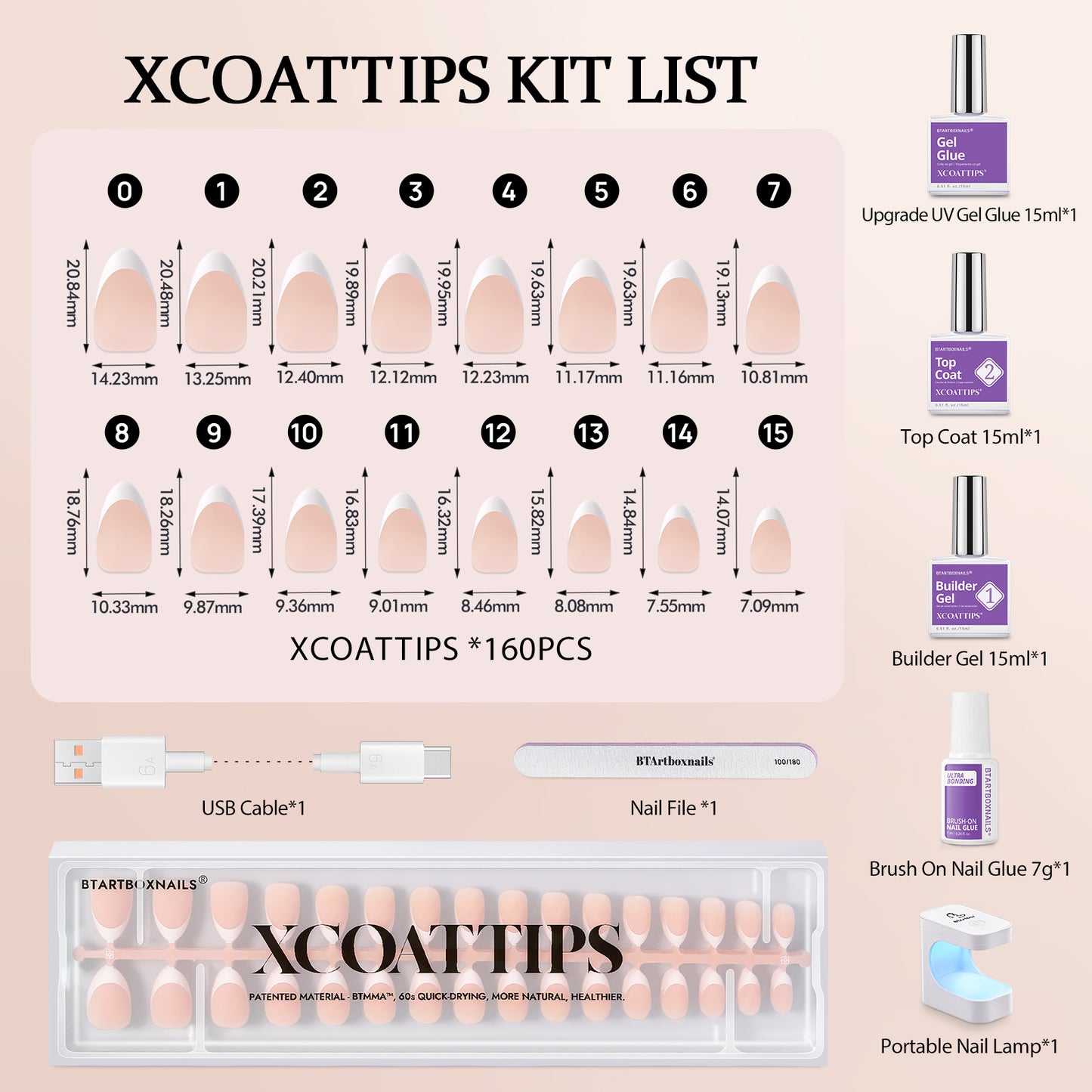 XCOATTIPS® French Kit - Short Almond