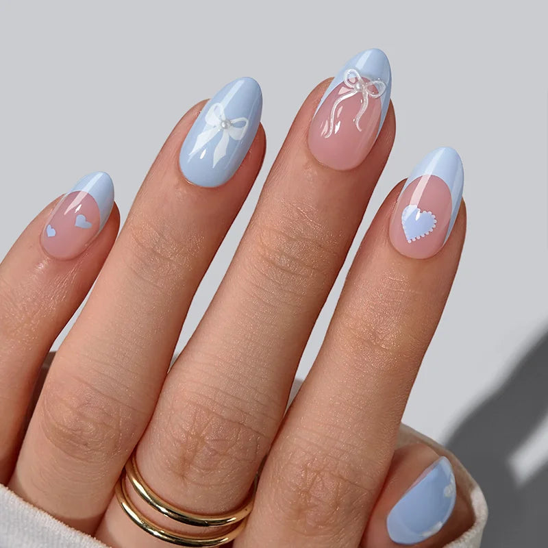 Cute bow charm coquette nails