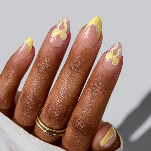 Sunny Side Almond Nails - Soft Gel Press On