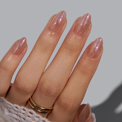 Uñas postizas de almendra "Champagne Mood" - Gel blando a presión