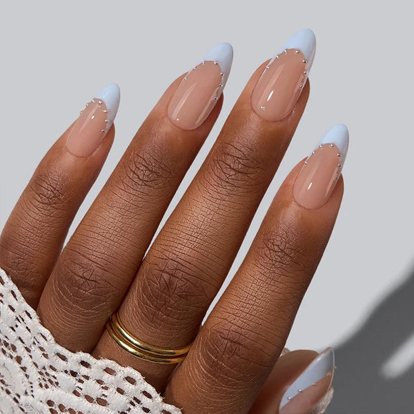 Something Blue medium almond nails by BTArtbox
