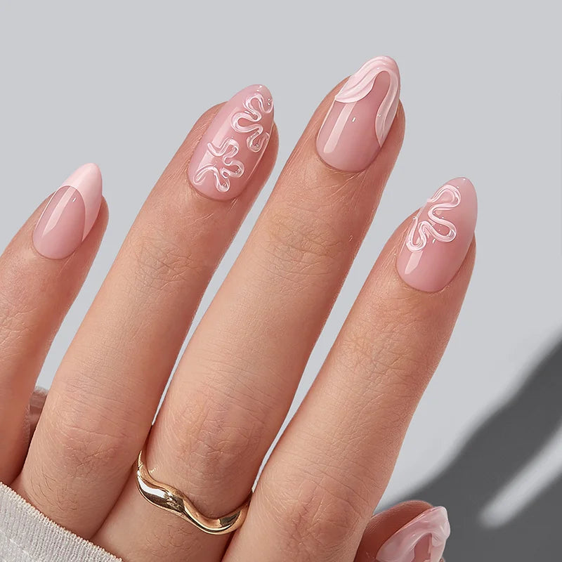 BTArtbox Rose Lemonade Almond Nails