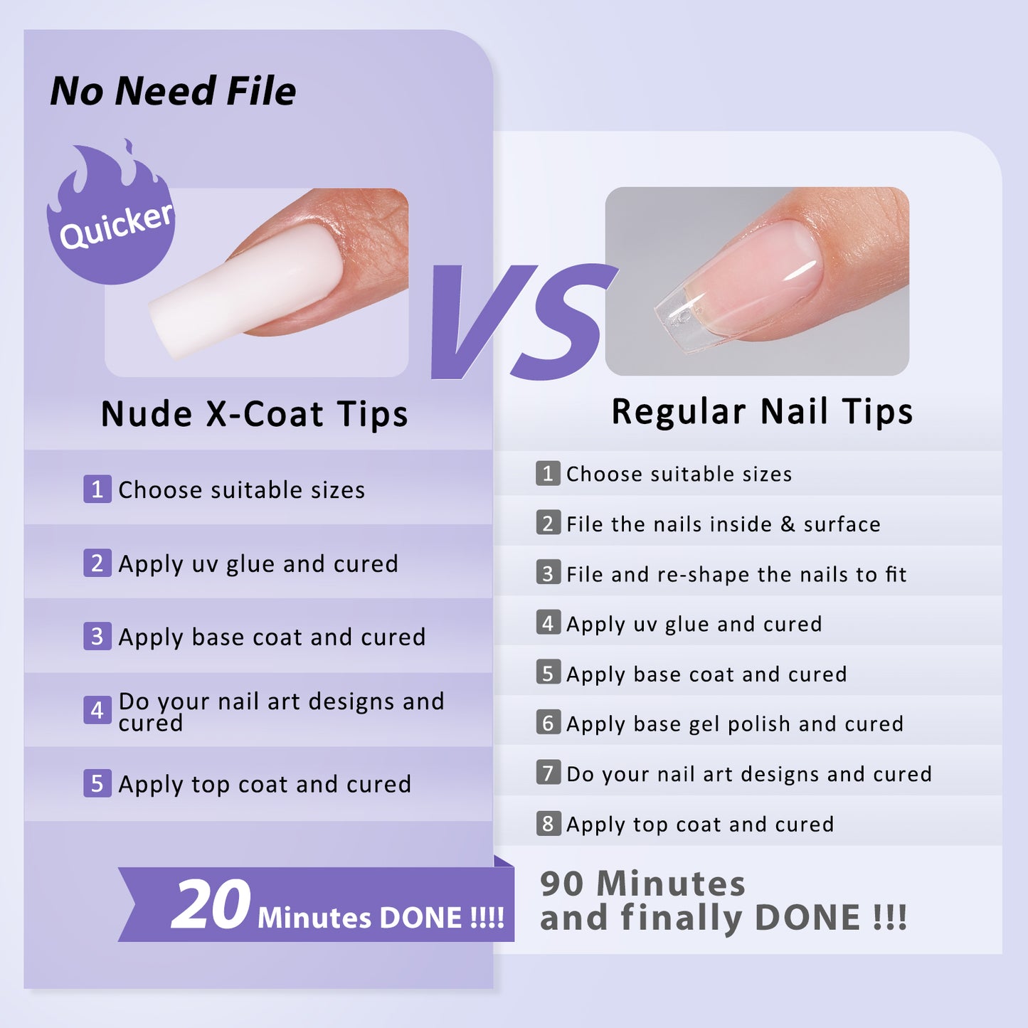 XCOATTIPS® Natural - Milky White Long Square