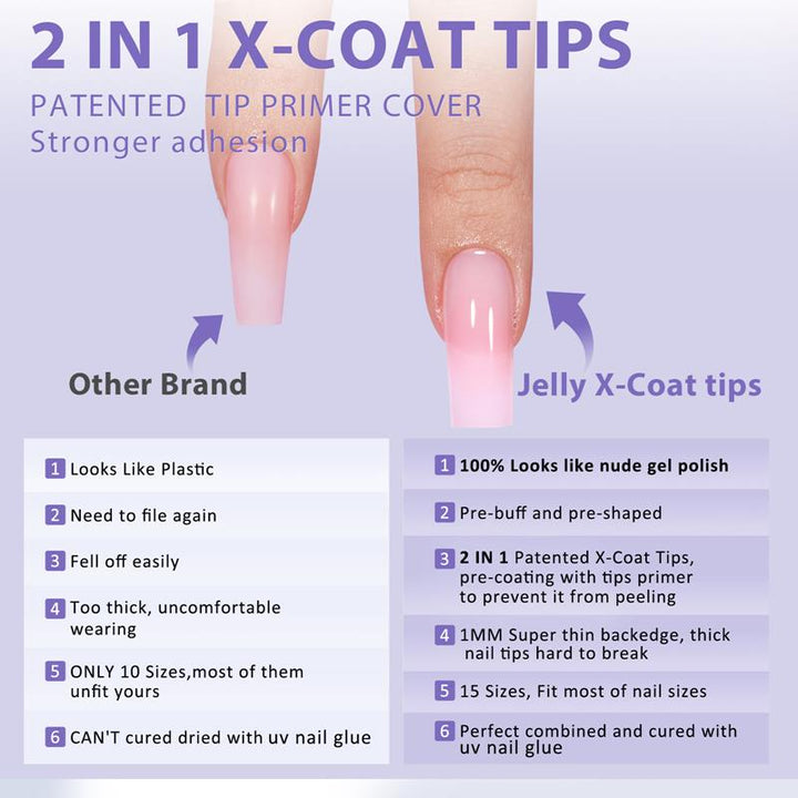 X-Coat Tips®Natural Kit - Long Square