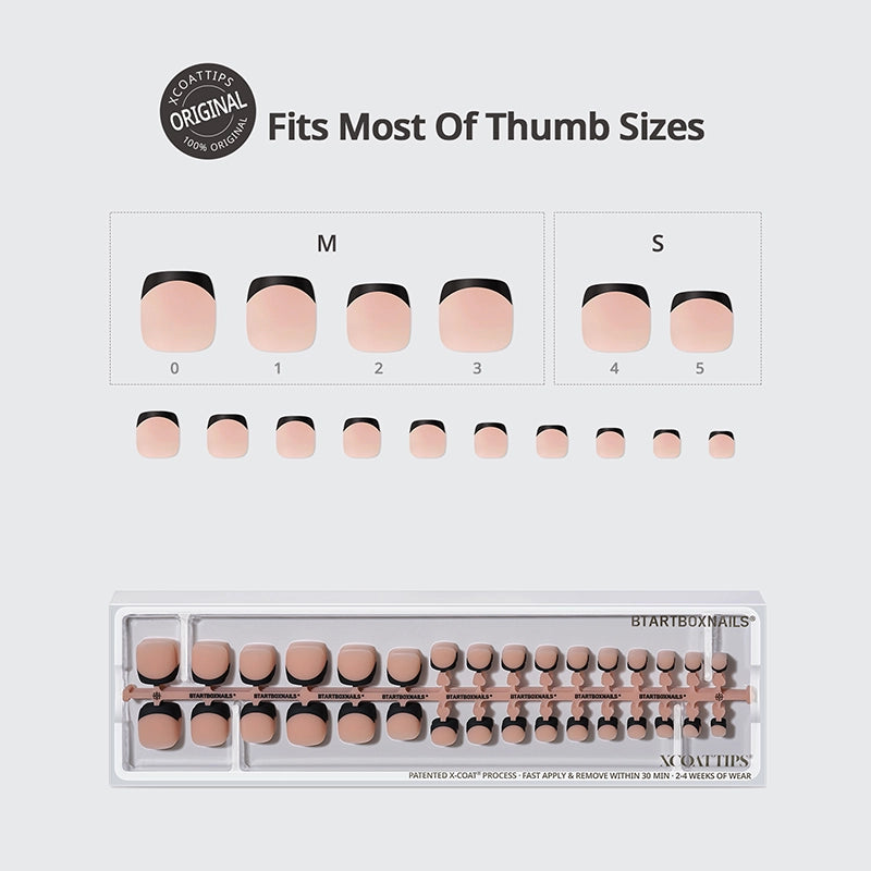 XCOATTIPS® Toe Nail - S-M Squoval Black Tips
