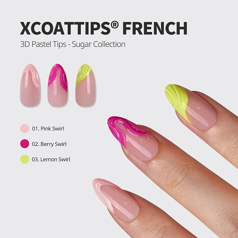 3D French Nails Medium Almond