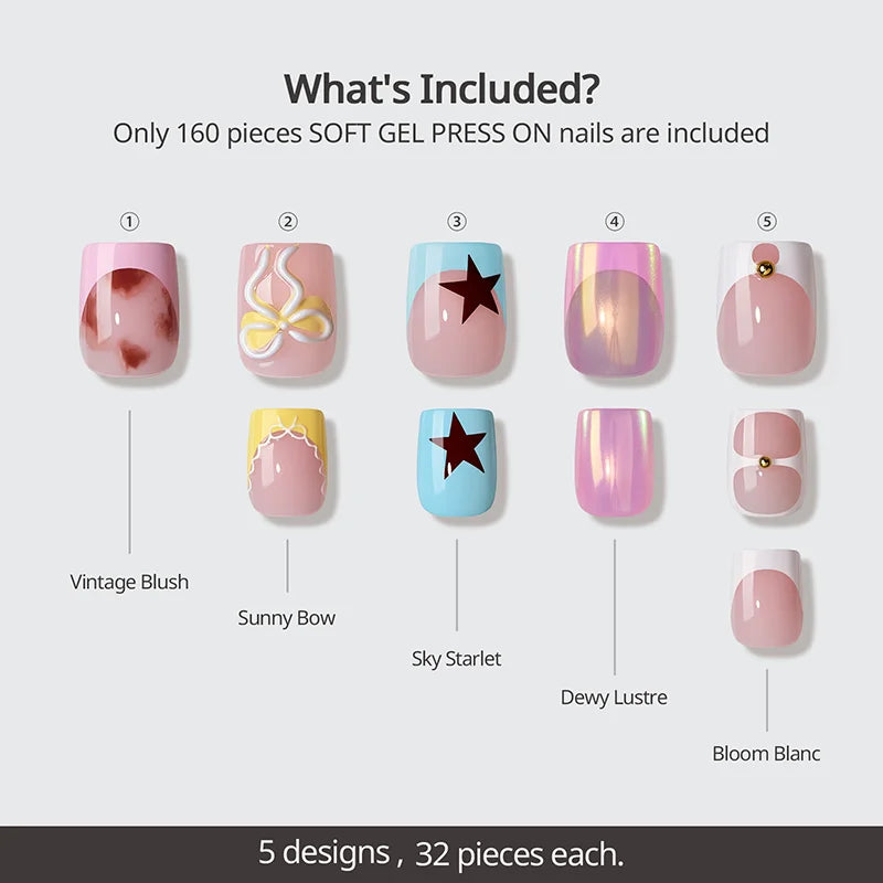 Blooming Stardust Short Square - Soft Gel Press On