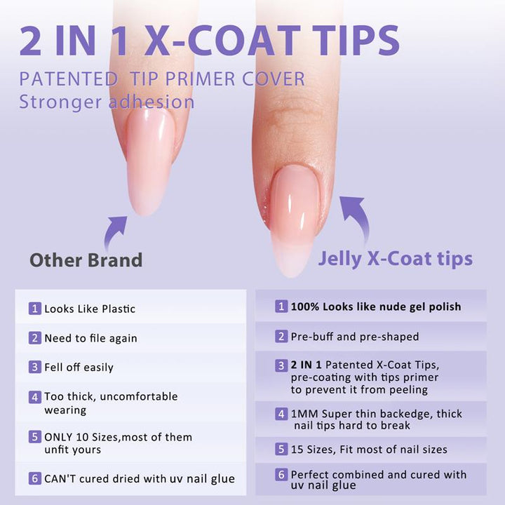 X-Coat Tips®Natural - Medium Almond