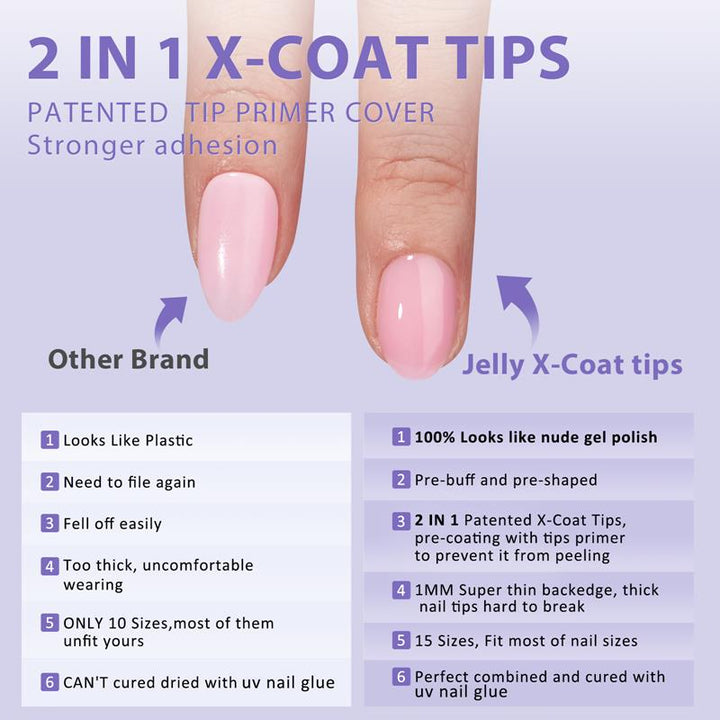 X-Coat Tips®Natural - Extra Short Almond