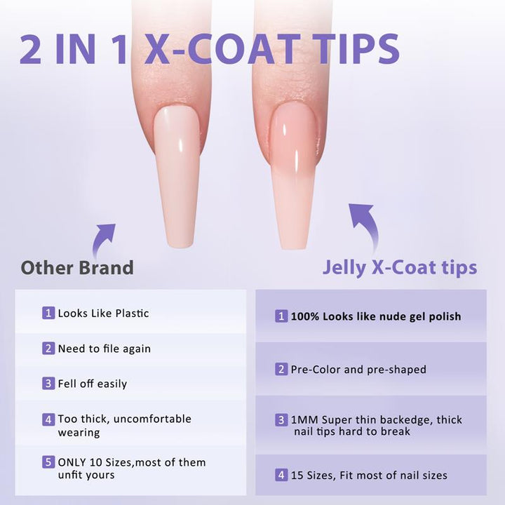 X-Coat Tips®Natural Kit - Long Coffin