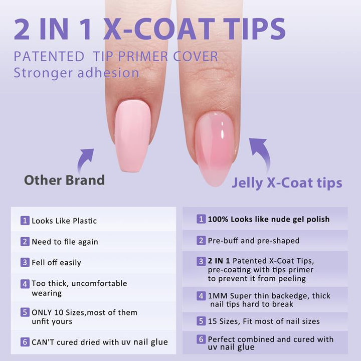 X-Coat Tips®Natural - Short Almond