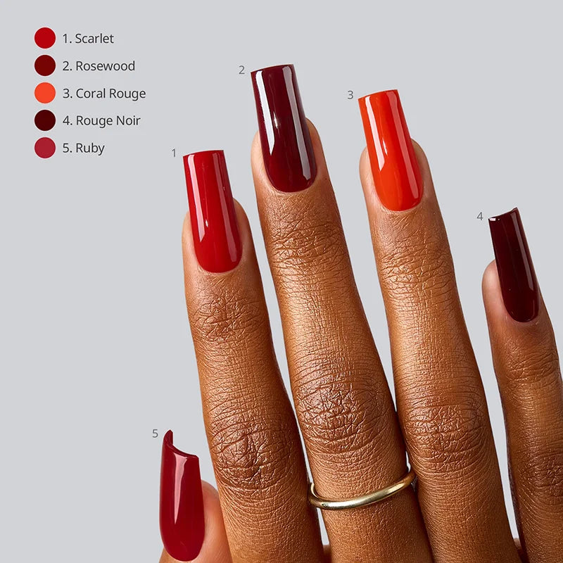 SOFTCOATTIPS™ Red Collection Five Shades Long Square