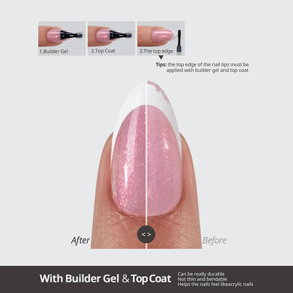 XCOATTIPS® French - Glitter Base Medium Almond 90 Pcs