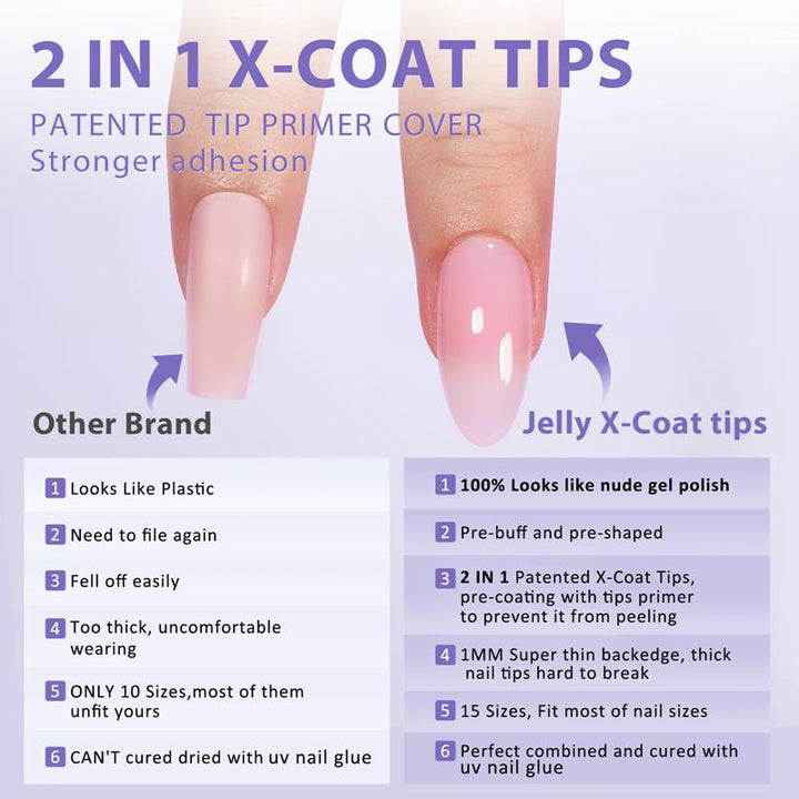 X-Coat Tips®Natural Kit - Medium Almond