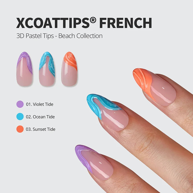 3D French Nails Medium Almond