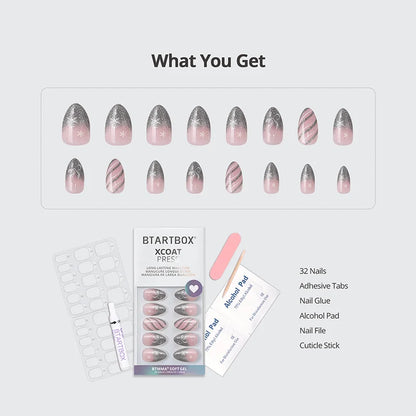 Sparkle Bow Almond Nails - XCOATPRESS