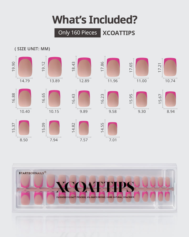 XCOATTIPS® French - Short Square Pink Pastel Tips