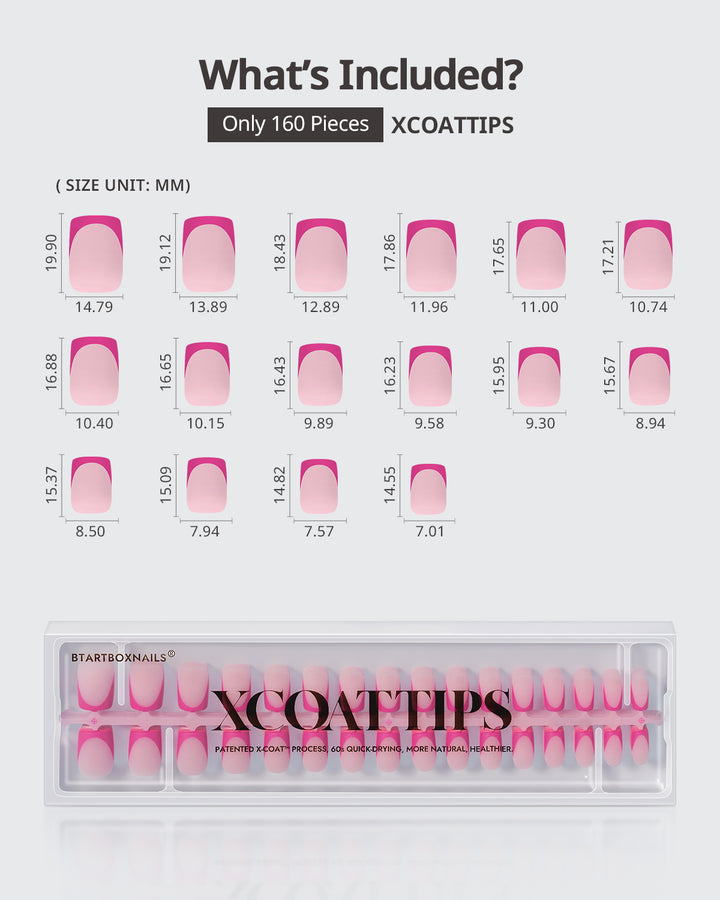 XCOATTIPS® French - Short Square Pink Pastel Tips